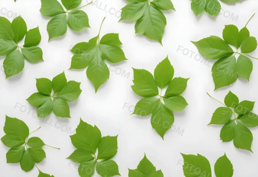 Green Leaves With White Background 20 Face