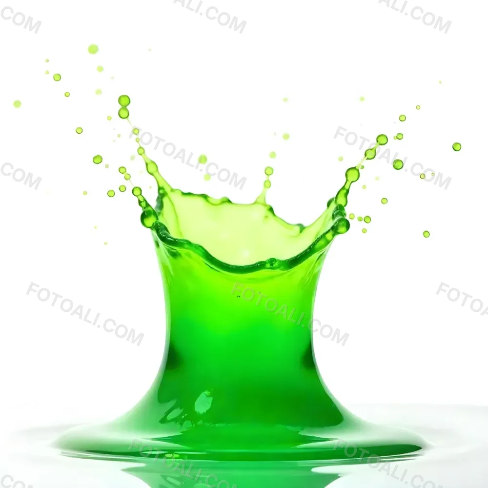Green Liquid Splash With Droplets In The Air Dynamic Movement Vibrant Color Clean And Isolated Composition Studio Shot White Background 57 37e1