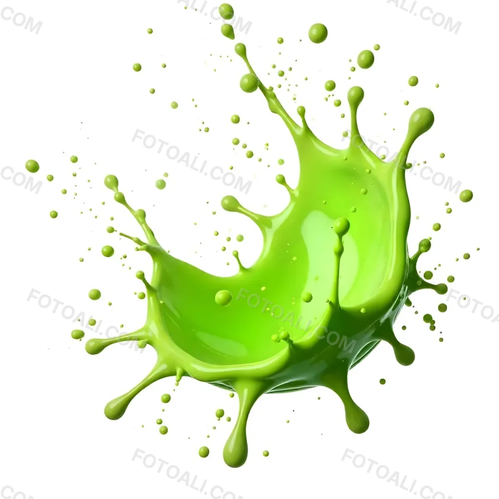 Green Liquid Splash With Droplets In The Air Dynamic Movement Vibrant Color Clean And Isolated Composition Studio Shot White Background 63 6a3b