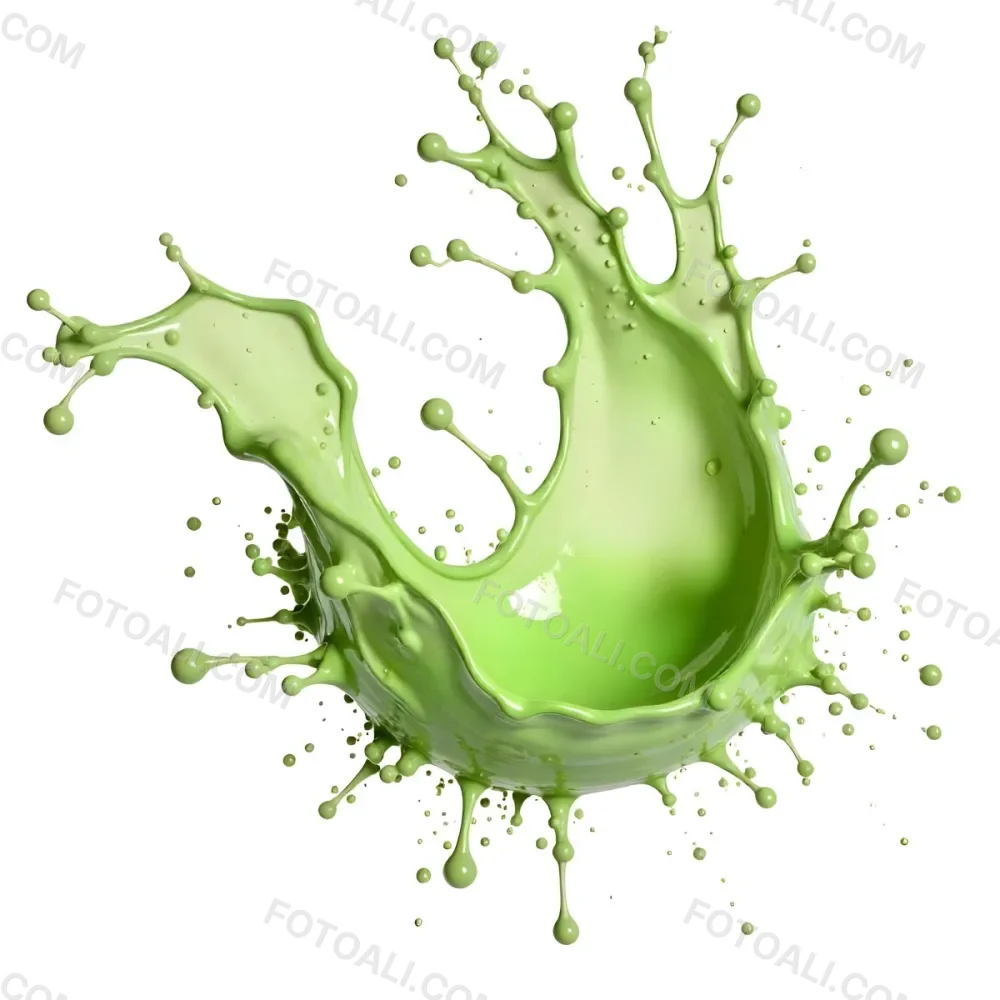 Green Liquid Splash With Droplets In The Air Dynamic Movement Vibrant Color Clean And Isolated Composition Studio Shot White Background 67 4935