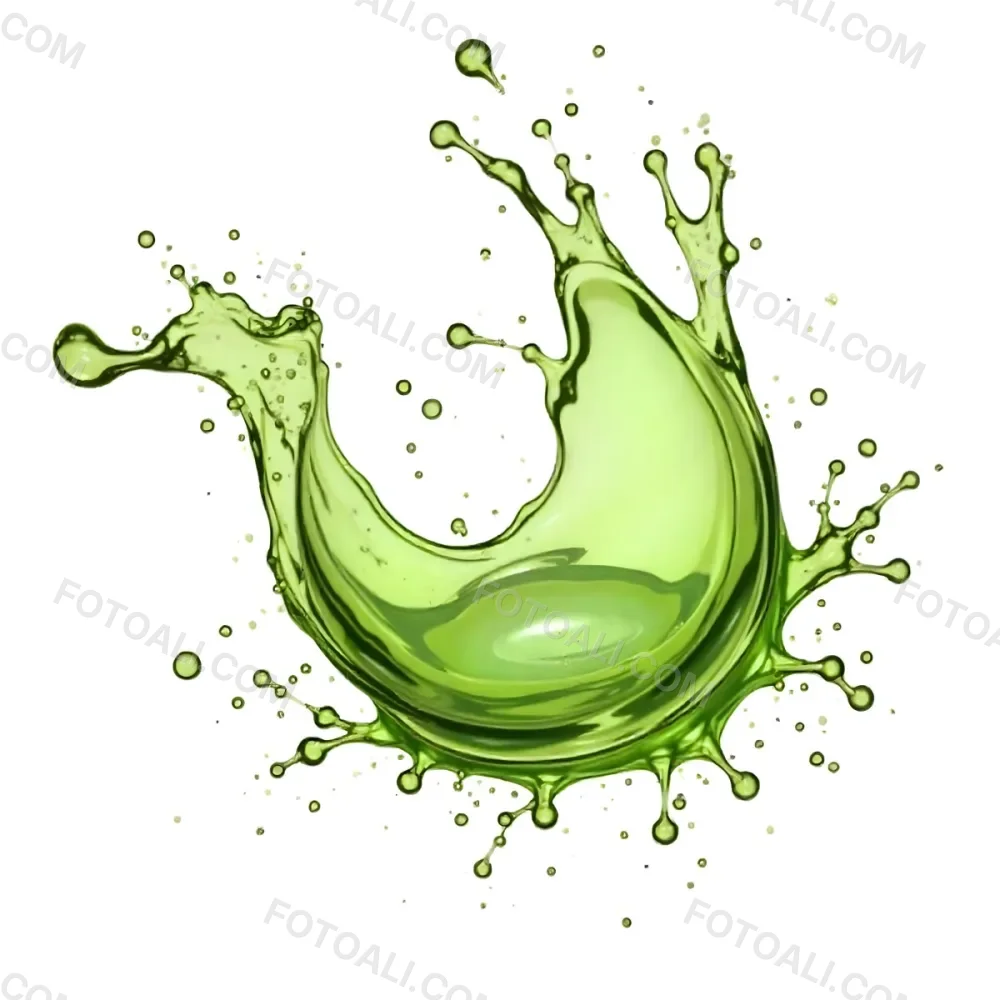 Green Liquid Splash With Droplets In The Air Dynamic Movement Vibrant Color Clean And Isolated Composition Studio Shot White Background 69 Cdb6
