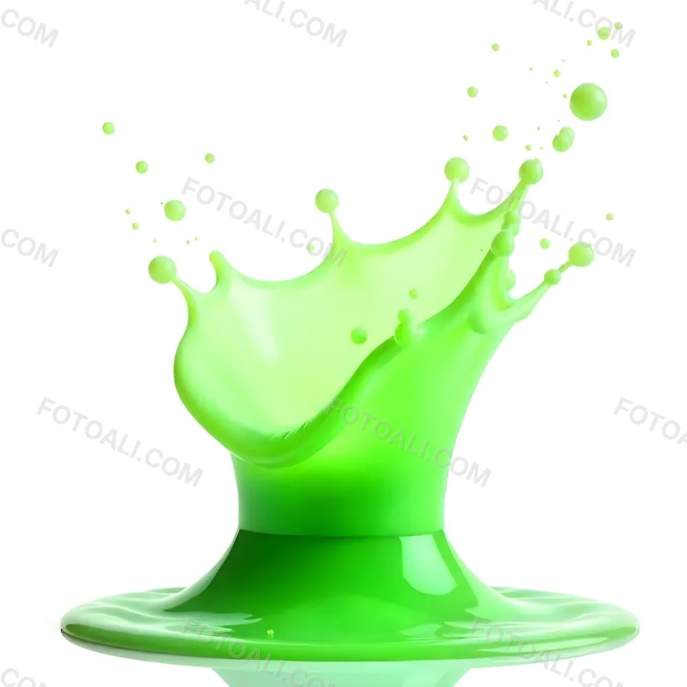 Green Liquid Splash With Droplets In The Air Dynamic Movement Vibrant Color Clean And Isolated Composition Studio Shot White Background 9 7c4e