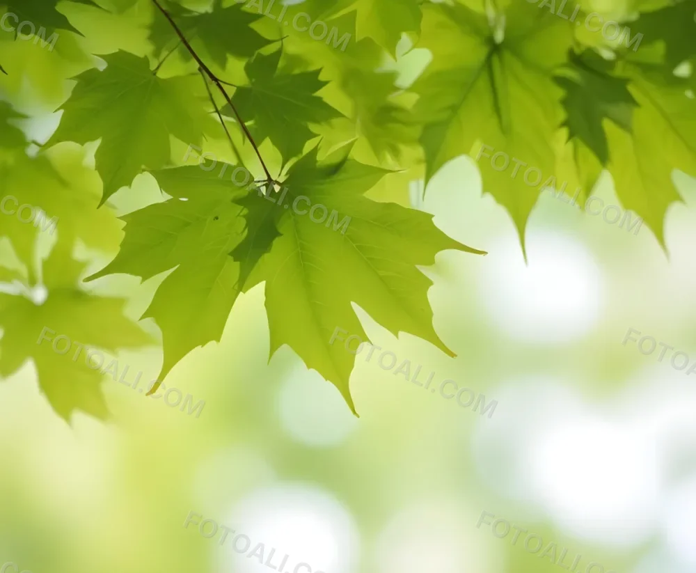 Green Maple Leaves With Blurred Background 3 6acc