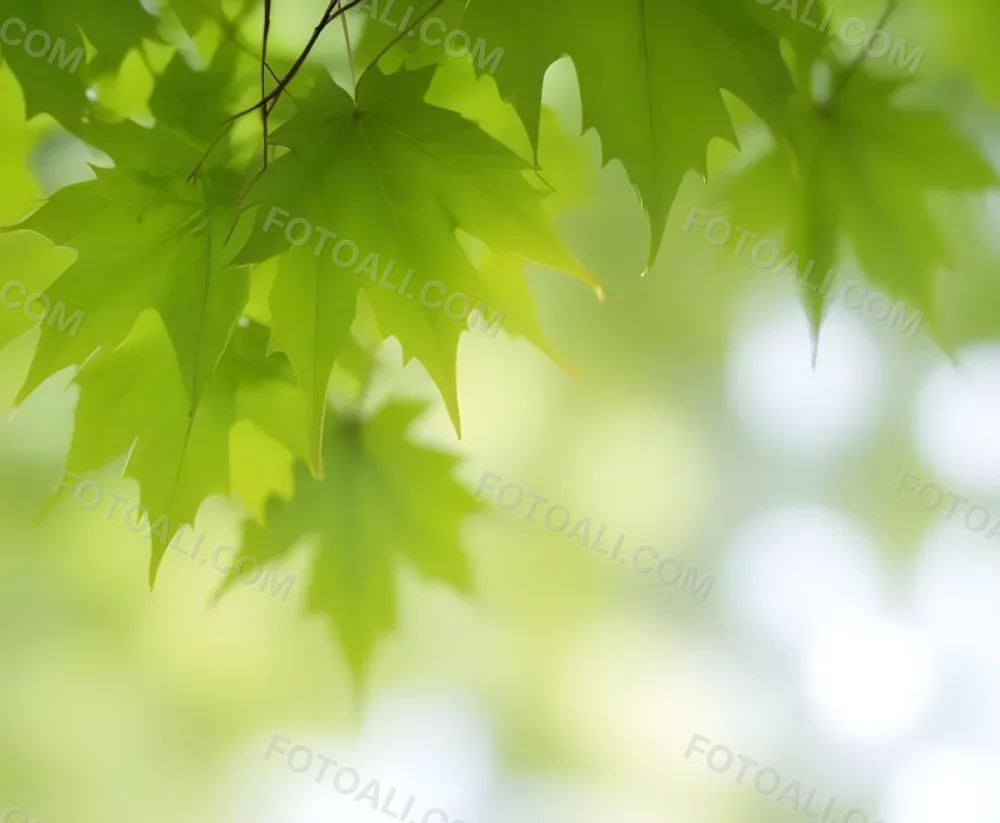 Green Maple Leaves With Blurred Background 7 517e