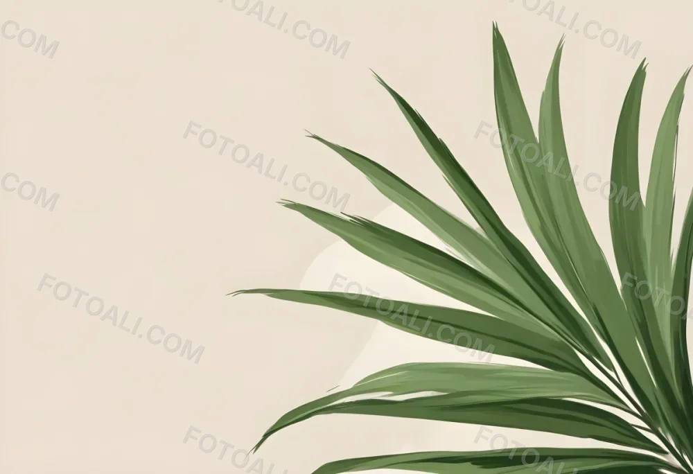 Green Palm Leaf On A Beige Background Minimalist Style Bright And Clean Simple Composition Natural Light Tropical Vibe Fresh And Vibrant Botanical Theme 11 Ab61