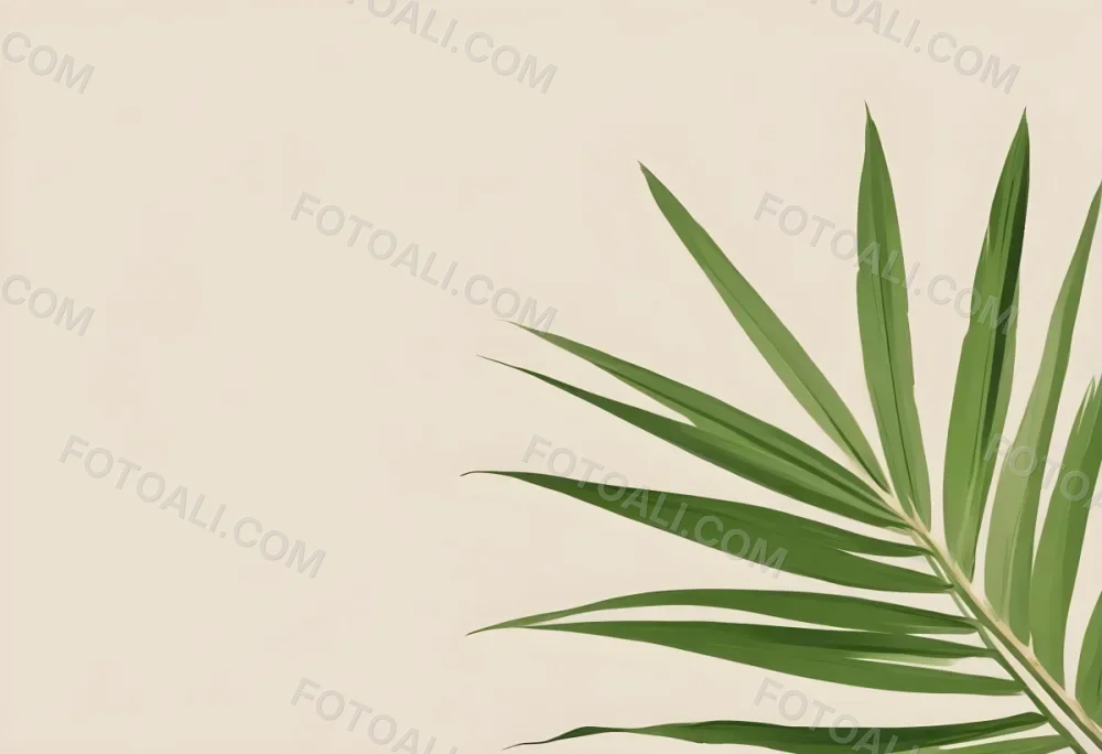 Green Palm Leaf On A Beige Background Minimalist Style Bright And Clean Simple Composition Natural Light Tropical Vibe Fresh And Vibrant Botanical Theme 20 7611