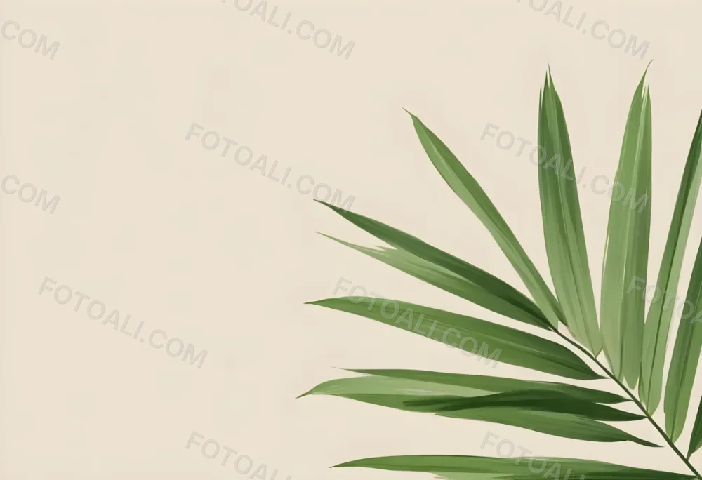 Green Palm Leaf On A Beige Background Minimalist Style Bright And Clean Simple Composition Natural Light Tropical Vibe Fresh And Vibrant Botanical Theme 22 80ca
