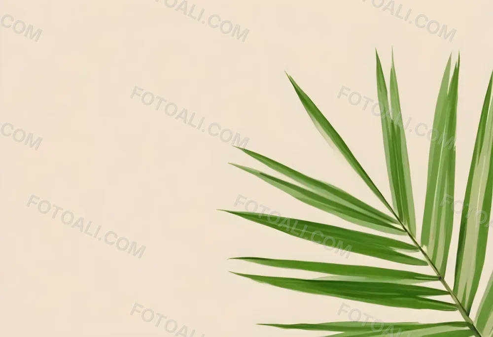 Green Palm Leaf On A Beige Background Minimalist Style Bright And Clean Simple Composition Natural Light Tropical Vibe Fresh And Vibrant Botanical Theme 26 2fd6