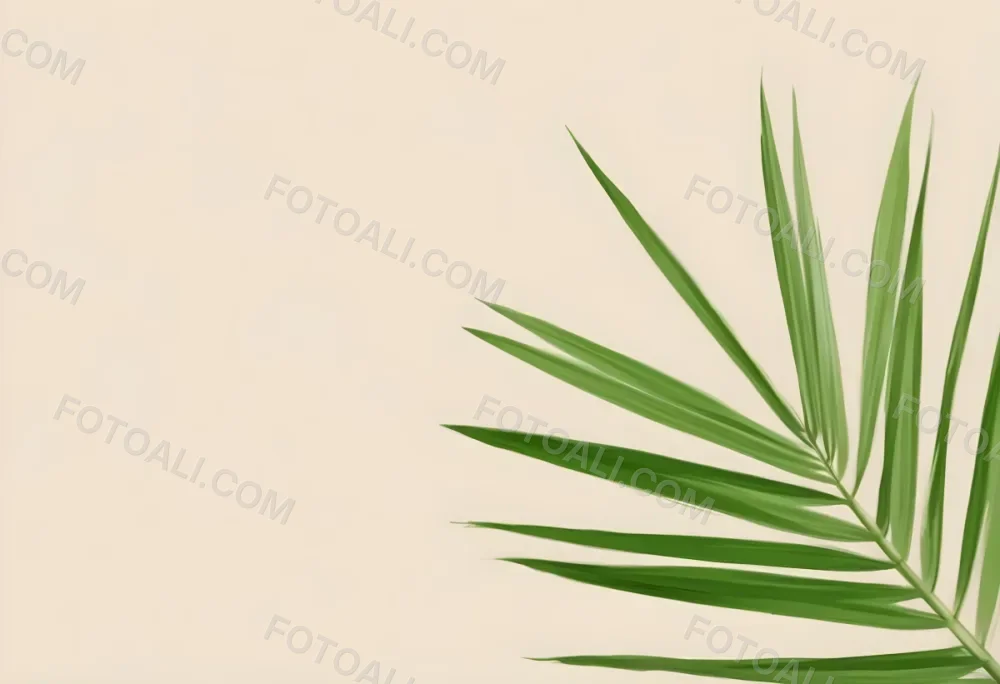 Green Palm Leaf On A Beige Background Minimalist Style Bright And Clean Simple Composition Natural Light Tropical Vibe Fresh And Vibrant Botanical Theme 5 B5d1