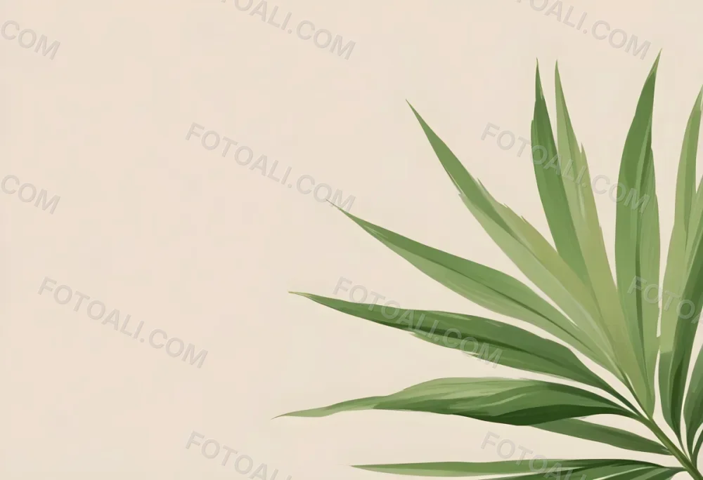 Green Palm Leaf On A Beige Background Minimalist Style Bright And Clean Simple Composition Natural Light Tropical Vibe Fresh And Vibrant Botanical Theme 7 A5dd