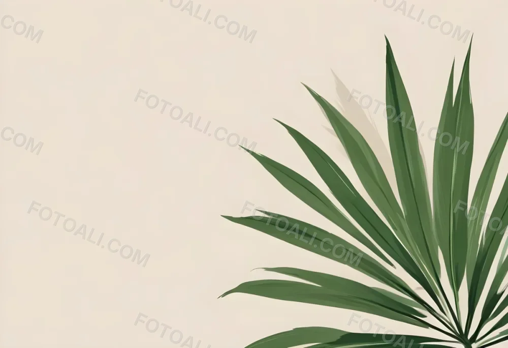 Green Palm Leaf On A Beige Background Minimalist Style Bright And Clean Simple Composition Natural Light Tropical Vibe Fresh And Vibrant Botanical Theme 8 4c3f