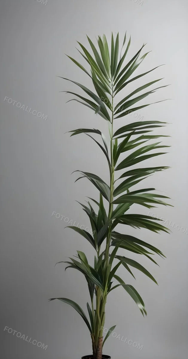 Green Palm Leaves Against A Gray Background 4 16bb