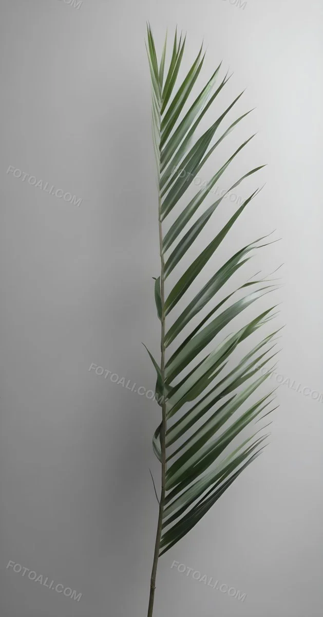 Green Palm Leaves Against A Gray Background 6 F93b