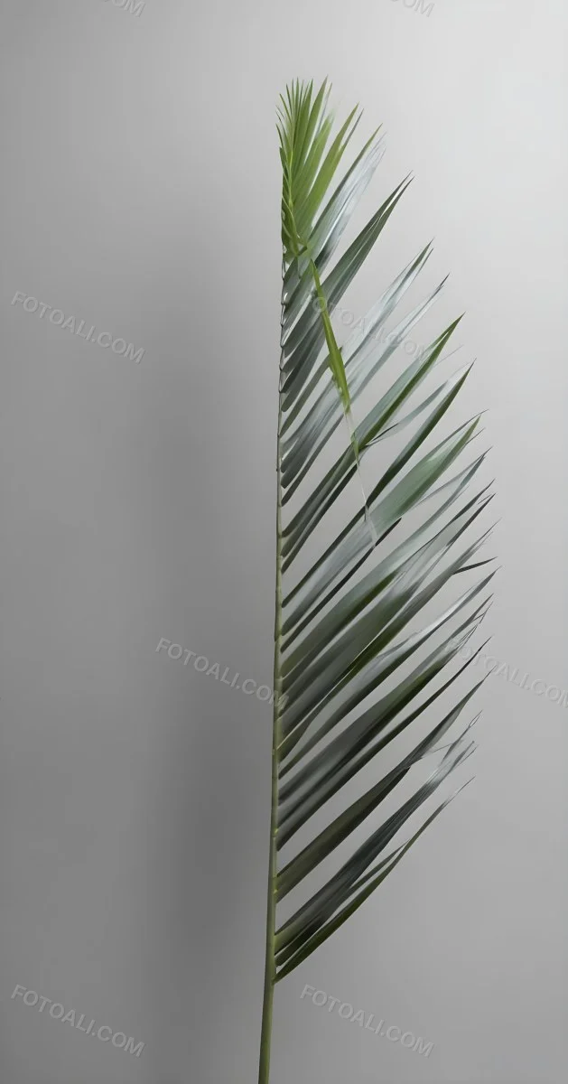 Green Palm Leaves Against A Gray Background 7 5197