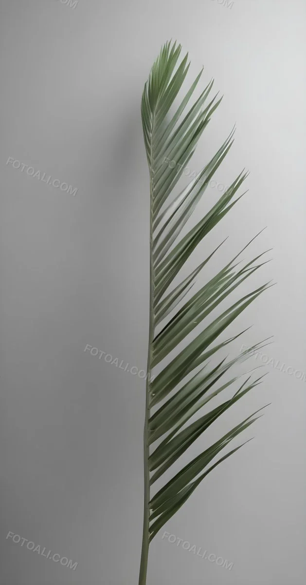 Green Palm Leaves Against A Gray Background 9 C81f