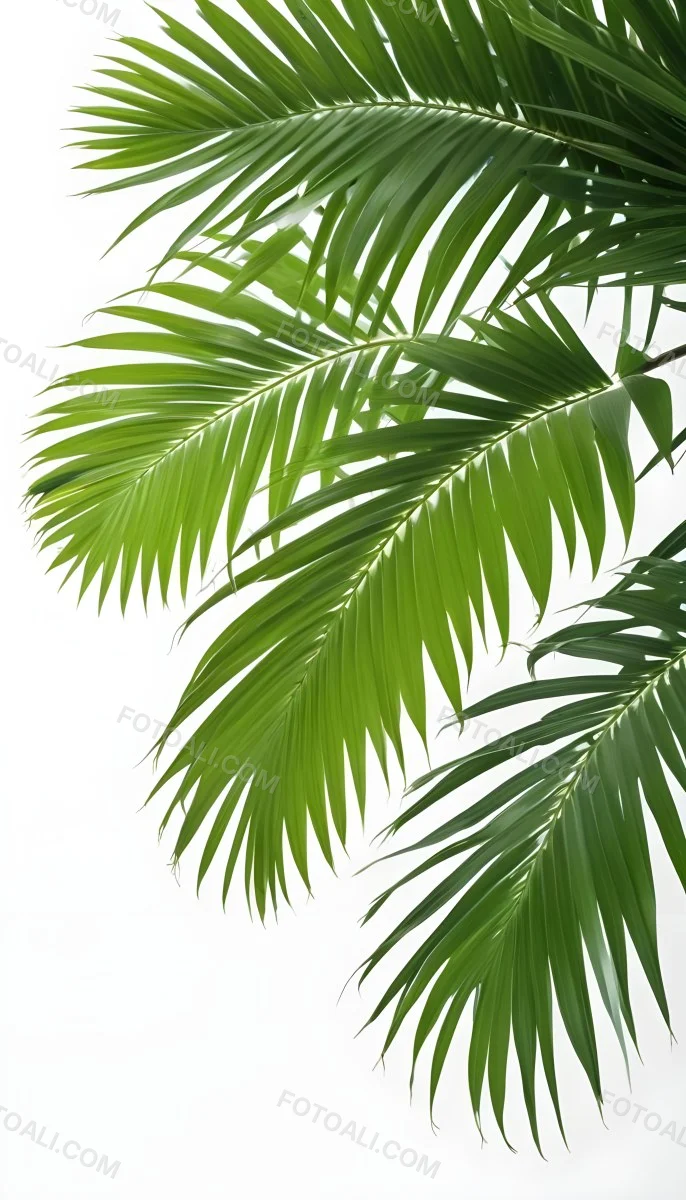 Green Palm Leaves Against A White Background 1 Fe31