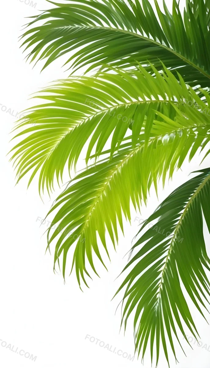 Green Palm Leaves Against A White Background 11 B232