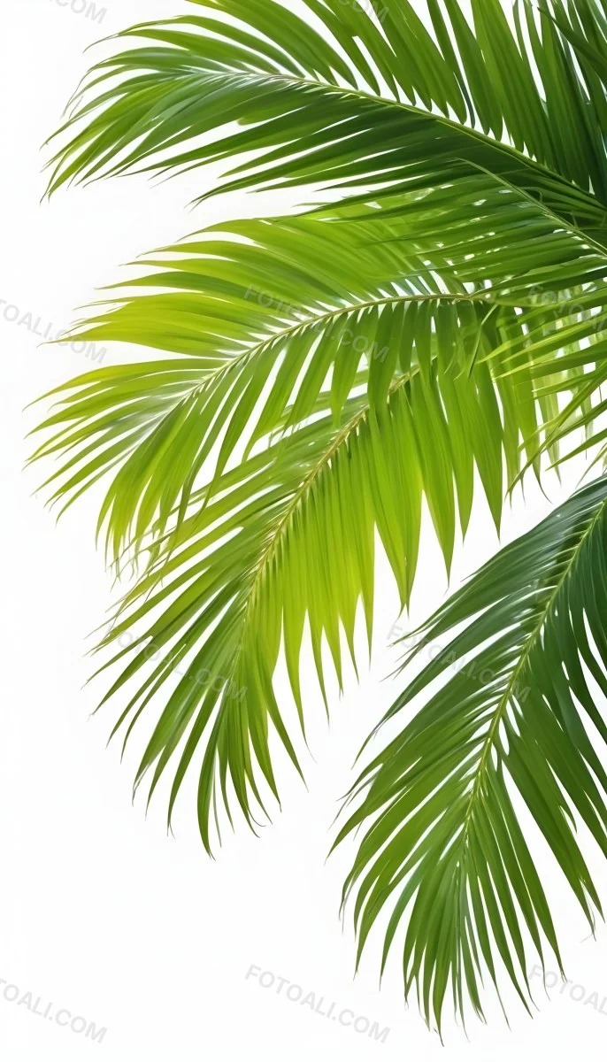 Green Palm Leaves Against A White Background 2 C4a5