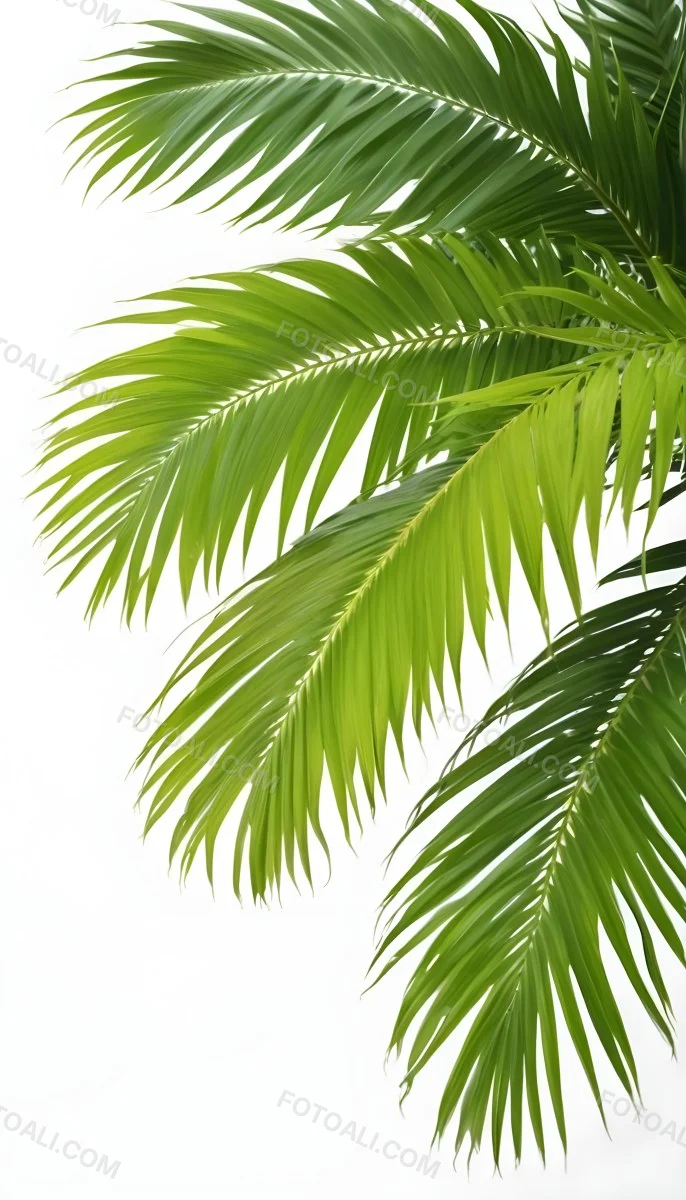 Green Palm Leaves Against A White Background 4 F307