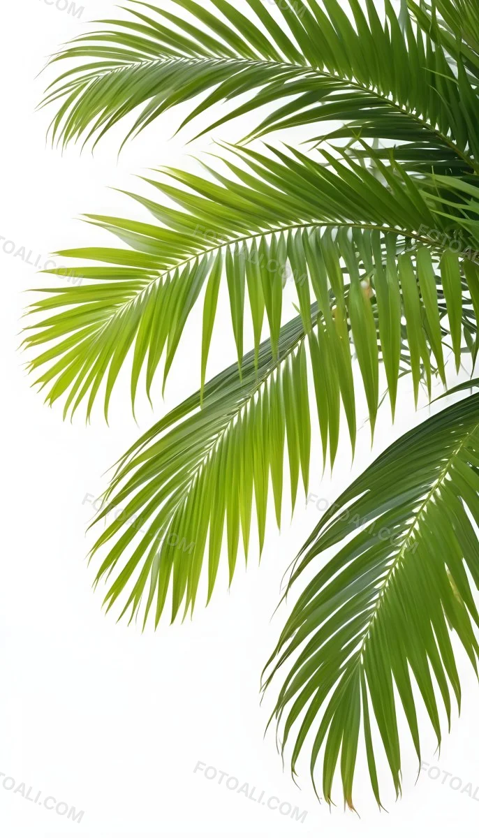 Green Palm Leaves Against A White Background 5 1b60