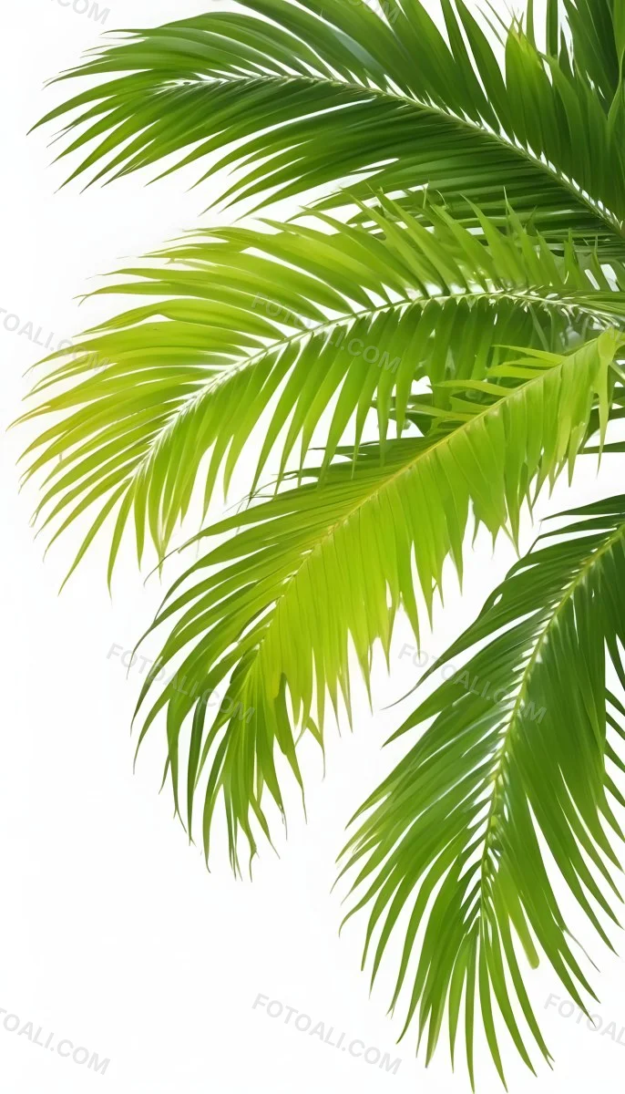 Green Palm Leaves Against A White Background 7 A540