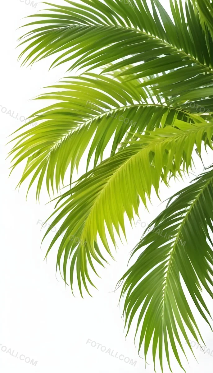 Green Palm Leaves Against A White Background 8 F6df
