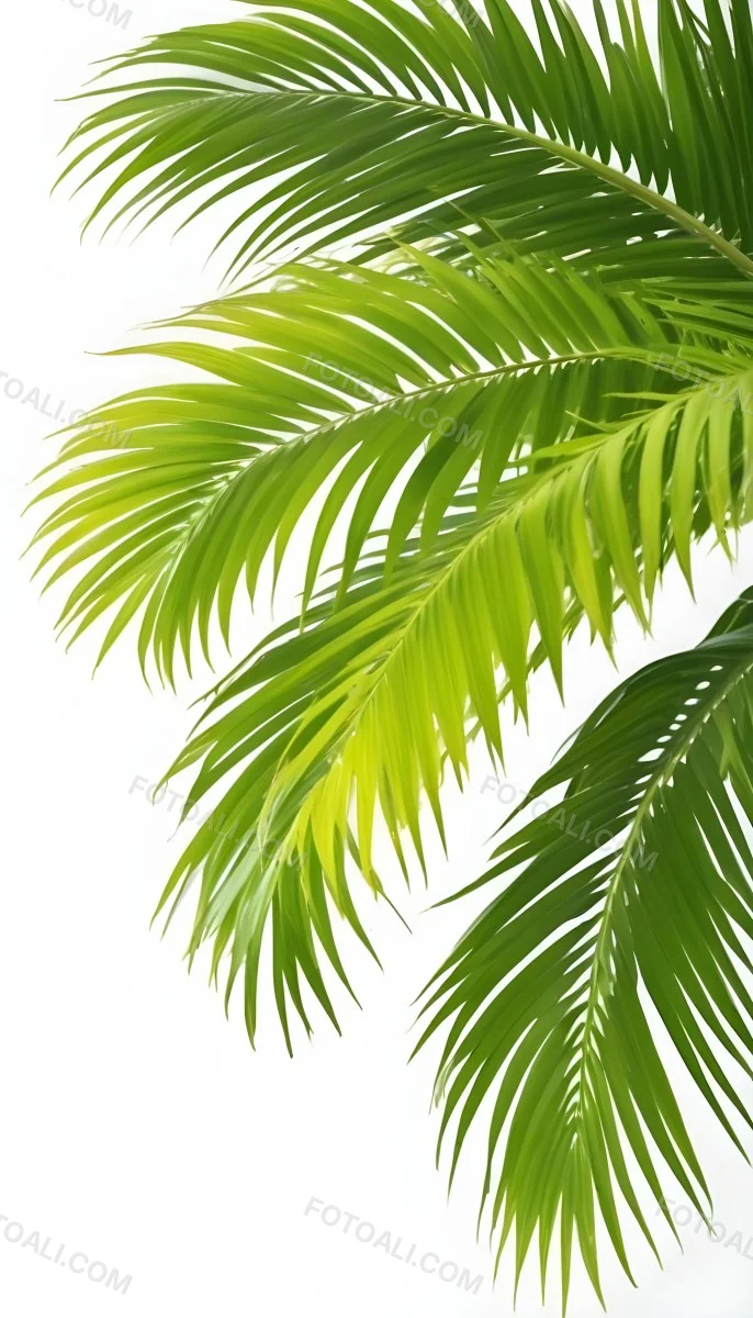 Green Palm Leaves Against A White Background 9 6c3f