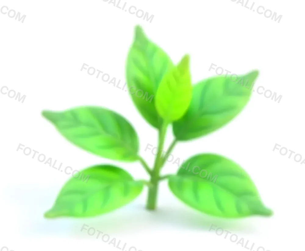 Green Tea Leaves With A Stem Isolated On A White Background Showcasing The Vibrant Color And Texture Of The Plant 15 Be47