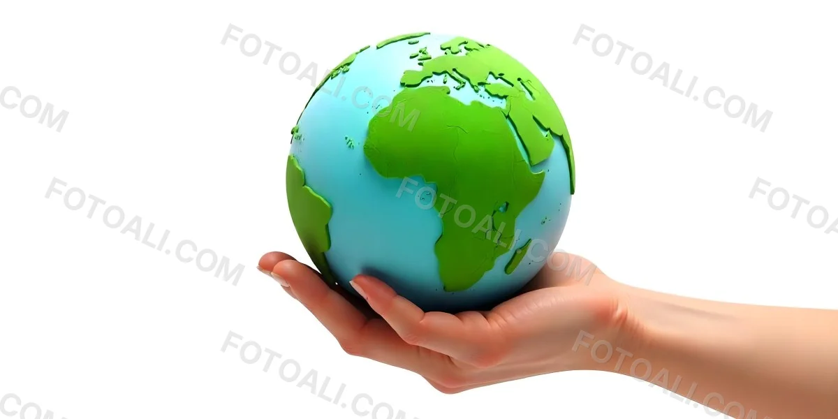 Half Earth With Green Grass And A Tree On Top Blue Sky With Some Clouds White Background 1 D665