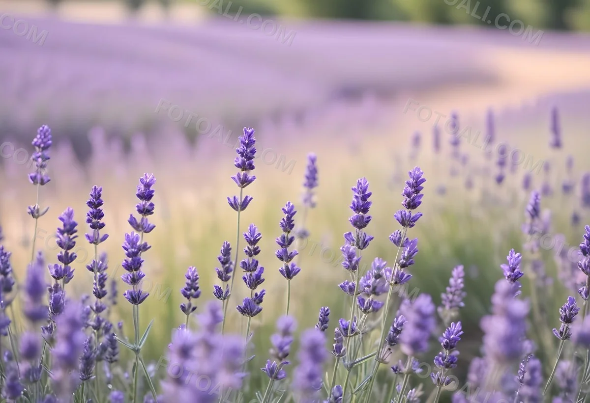 Lavender Flowers In A Field With A Soft Blurred Background 3 E7bb