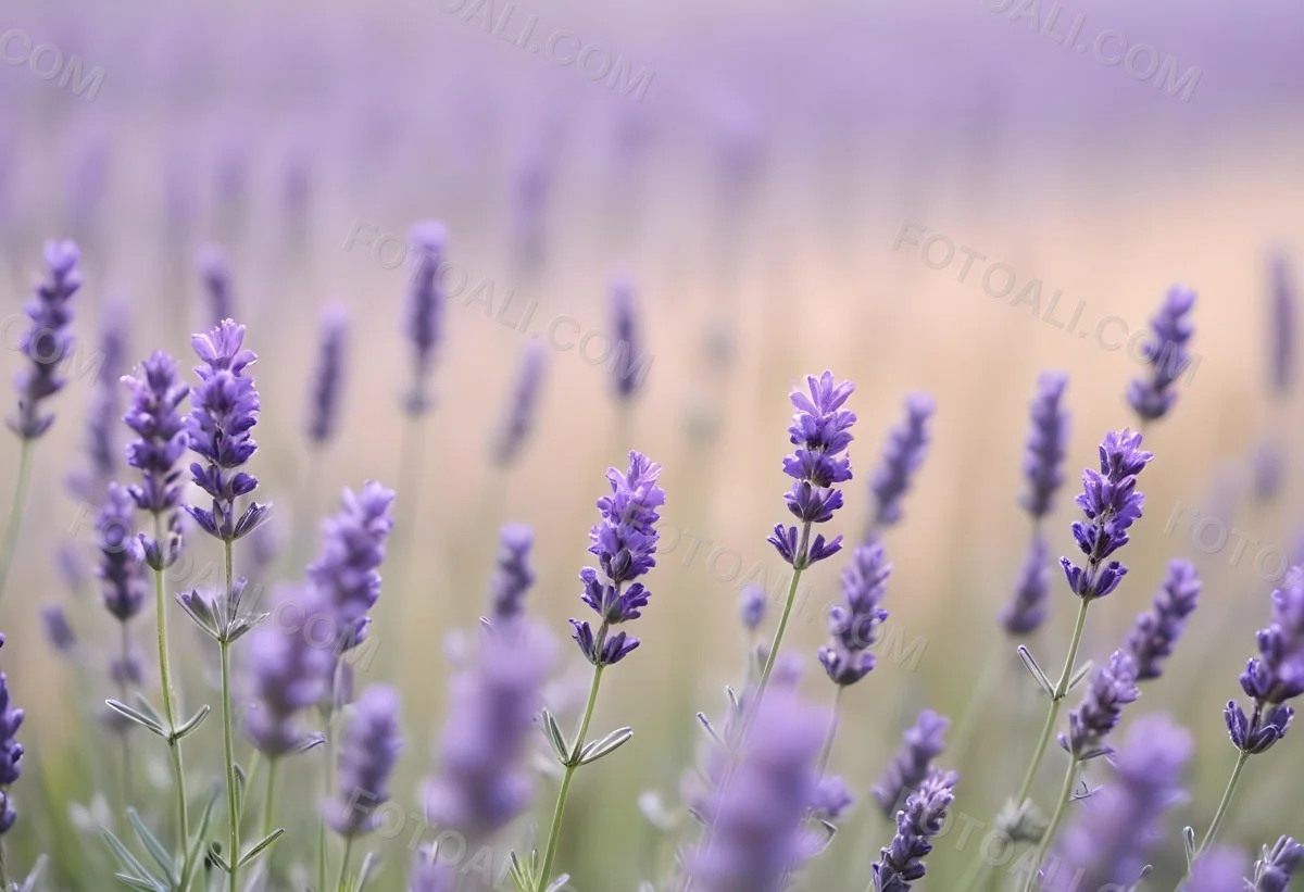 Lavender Flowers In A Field With A Soft Blurred Background 9 B337