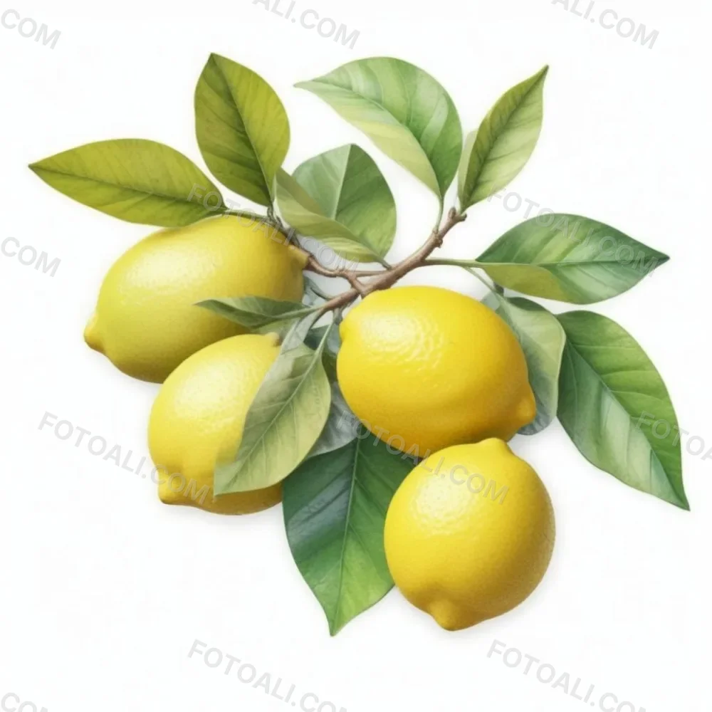 Lemons With Green Leaves A Whole Lemon And A Half Lemon On A White Background 56 Ad2a