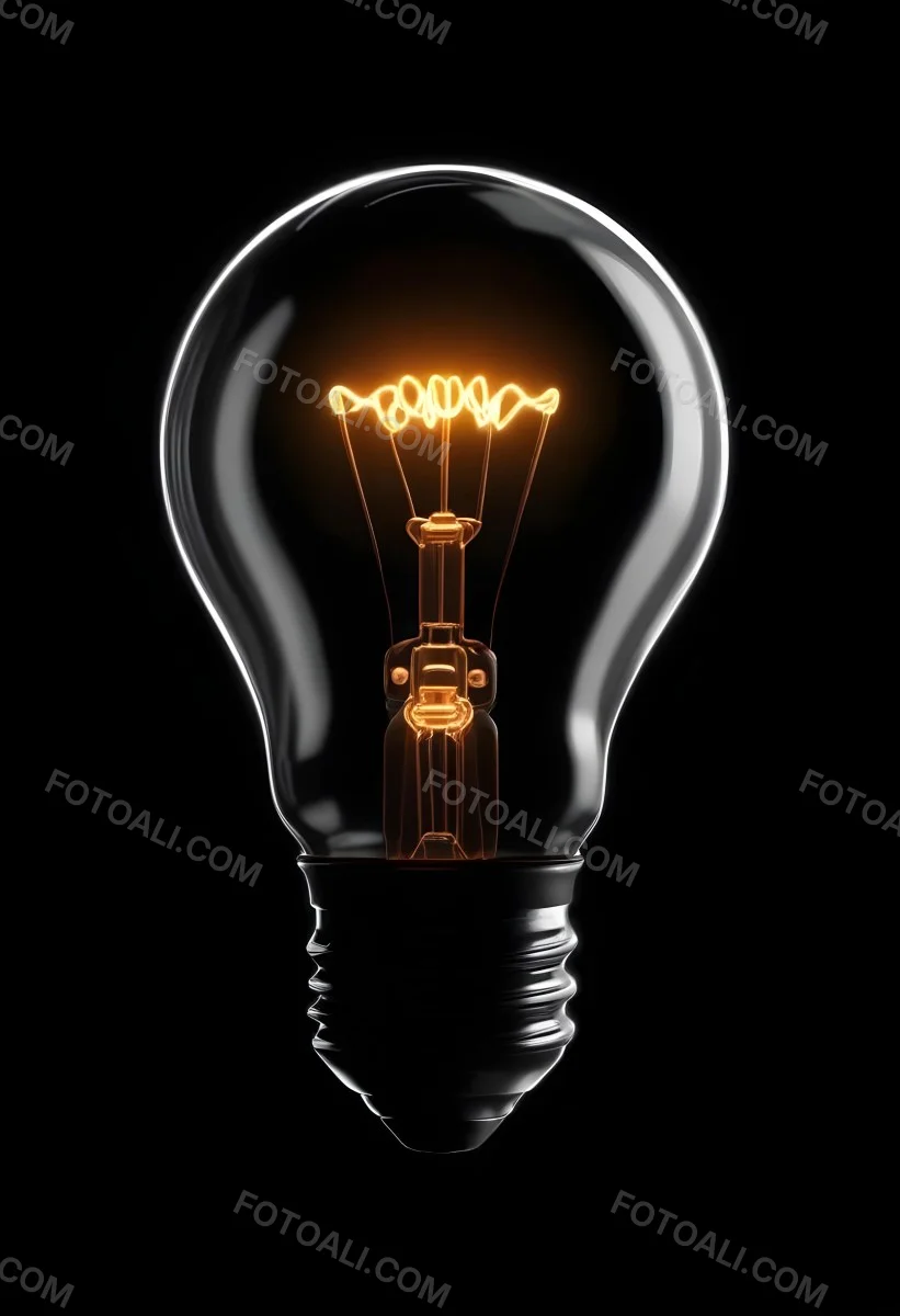 Light Bulb With Glowing Filament On A Black Background The Bulb Is Clear And The Filament Is Bright Orange 13 69c6