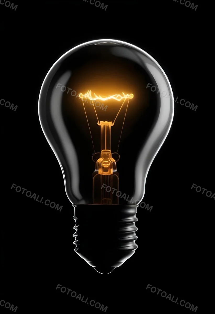Light Bulb With Glowing Filament On A Black Background The Bulb Is Clear And The Filament Is Bright Orange 24 B664