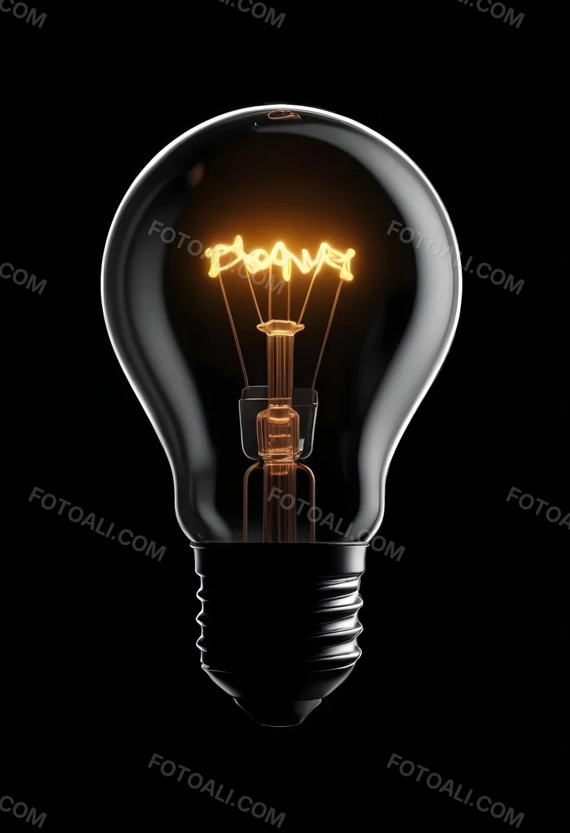 Light Bulb With Glowing Filament On A Black Background The Bulb Is Clear And The Filament Is Bright Orange 29 9b7c