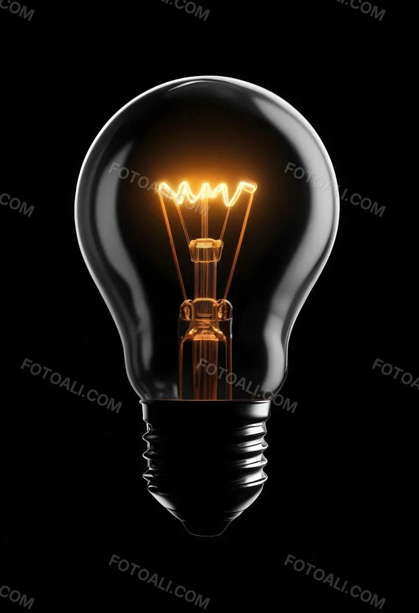 Light Bulb With Glowing Filament On A Black Background The Bulb Is Clear And The Filament Is Bright Orange 34 Ec3b