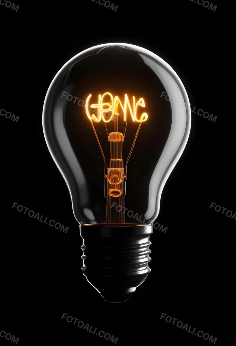 Light Bulb With Glowing Filament On A Black Background The Bulb Is Clear And The Filament Is Bright Orange 42 5181