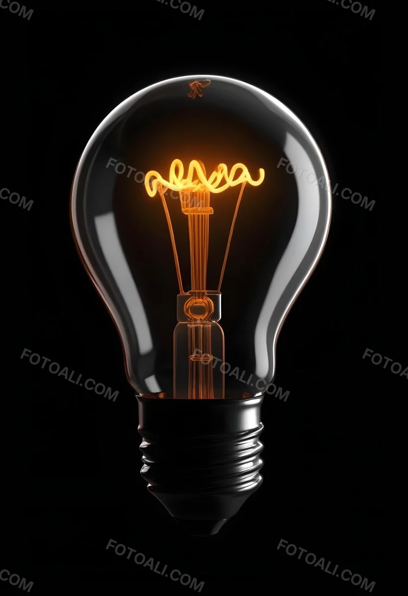 Light Bulb With Glowing Filament On A Black Background The Bulb Is Clear And The Filament Is Bright Orange 43 8b62