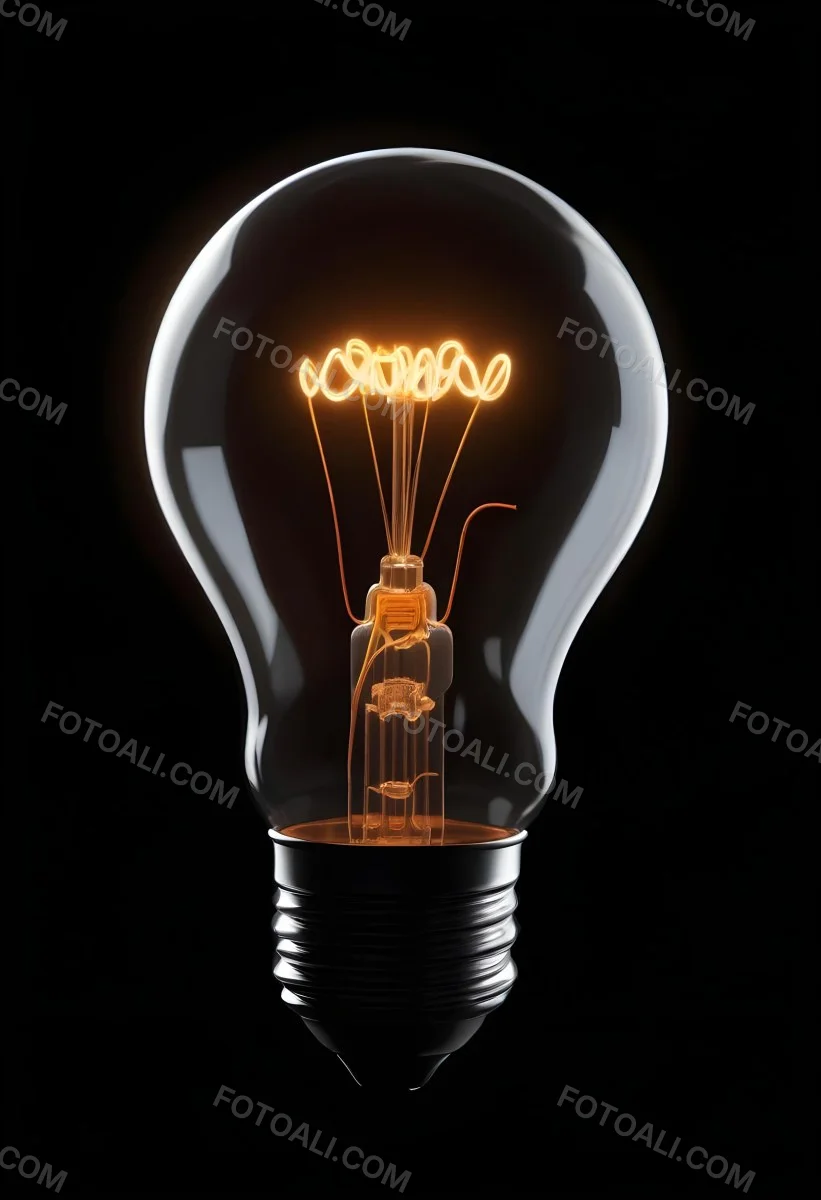 Light Bulb With Glowing Filament On A Black Background The Bulb Is Clear And The Filament Is Bright Orange 46 6da7