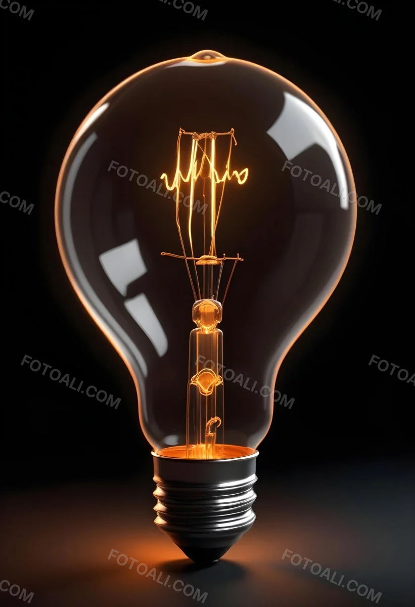 Light Bulb With Glowing Filament On A Black Background The Bulb Is Clear And The Filament Is Bright Orange 51 3c88