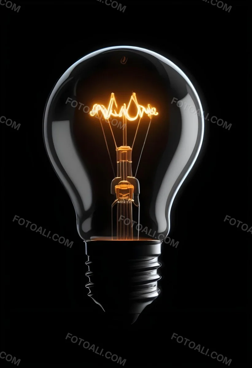 Light Bulb With Glowing Filament On A Black Background The Bulb Is Clear And The Filament Is Bright Orange 6 6b48