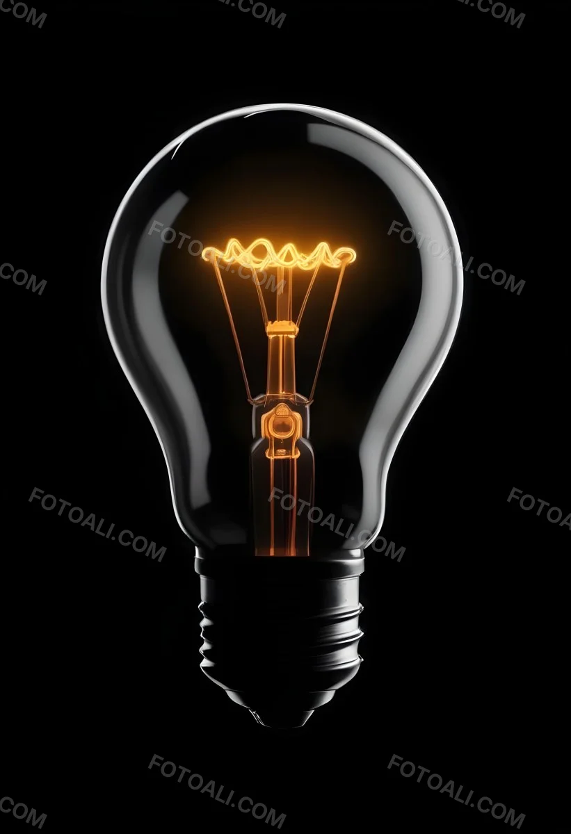 Light Bulb With Glowing Filament On A Black Background The Bulb Is Clear And The Filament Is Bright Orange 8 61d8