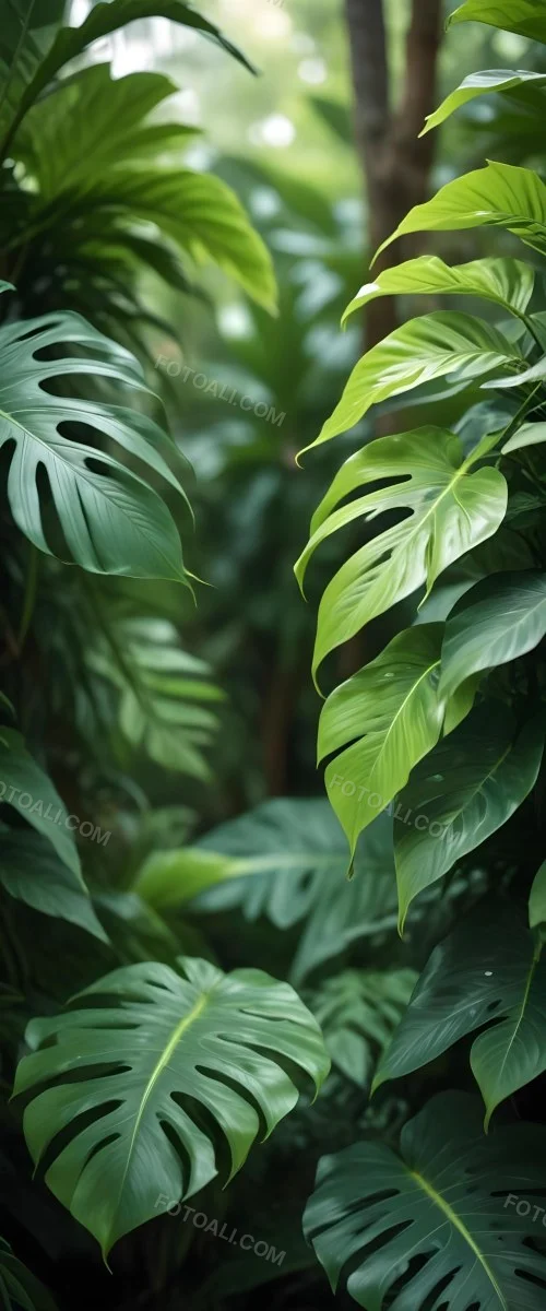 Lush Green Tropical Leaves With A Blurred Background Creating A Serene And Natural Atmosphere 13 Fd4e