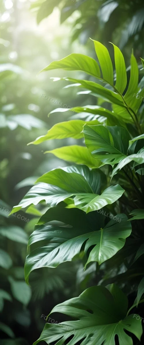 Lush Green Tropical Leaves With A Blurred Background Creating A Serene And Natural Atmosphere 14 1d3b