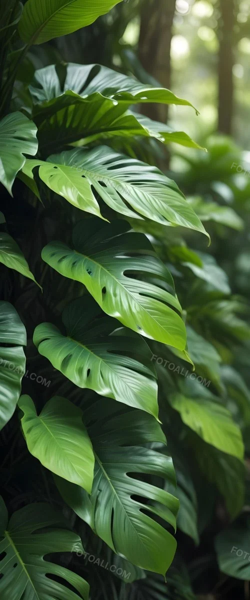 Lush Green Tropical Leaves With A Blurred Background Creating A Serene And Natural Atmosphere 25 3d3d