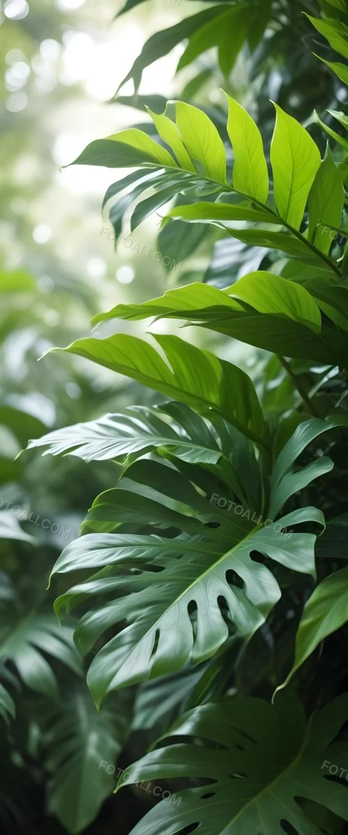 Lush Green Tropical Leaves With A Blurred Background Creating A Serene And Natural Atmosphere 28 8ea3