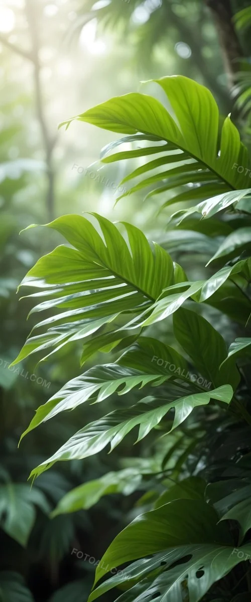 Lush Green Tropical Leaves With A Blurred Background Creating A Serene And Natural Atmosphere 30 6187