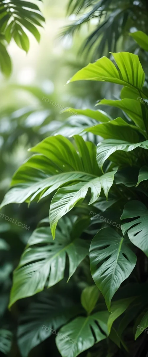 Lush Green Tropical Leaves With A Blurred Background Creating A Serene And Natural Atmosphere 32 6ee9