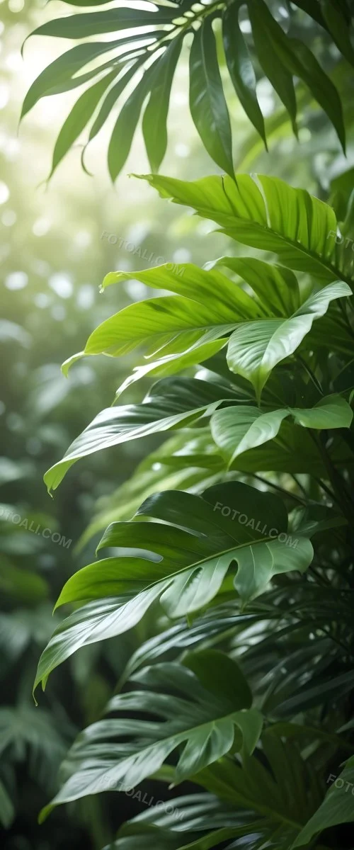 Lush Green Tropical Leaves With A Blurred Background Creating A Serene And Natural Atmosphere 37 Ac6c