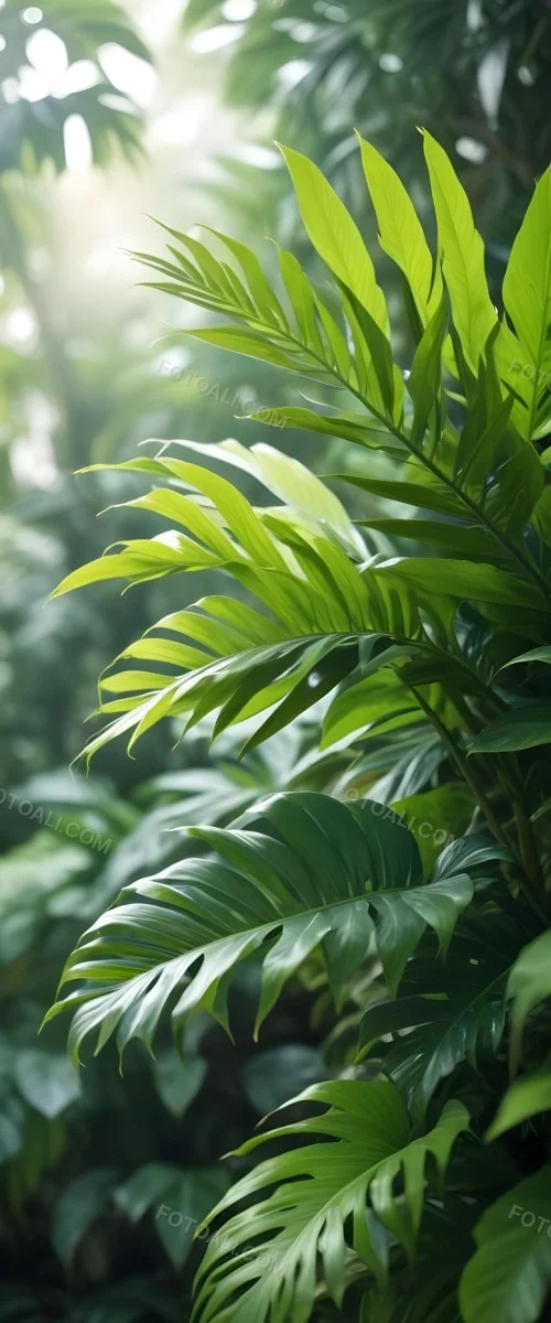 Lush Green Tropical Leaves With A Blurred Background Creating A Serene And Natural Atmosphere 47 54ce